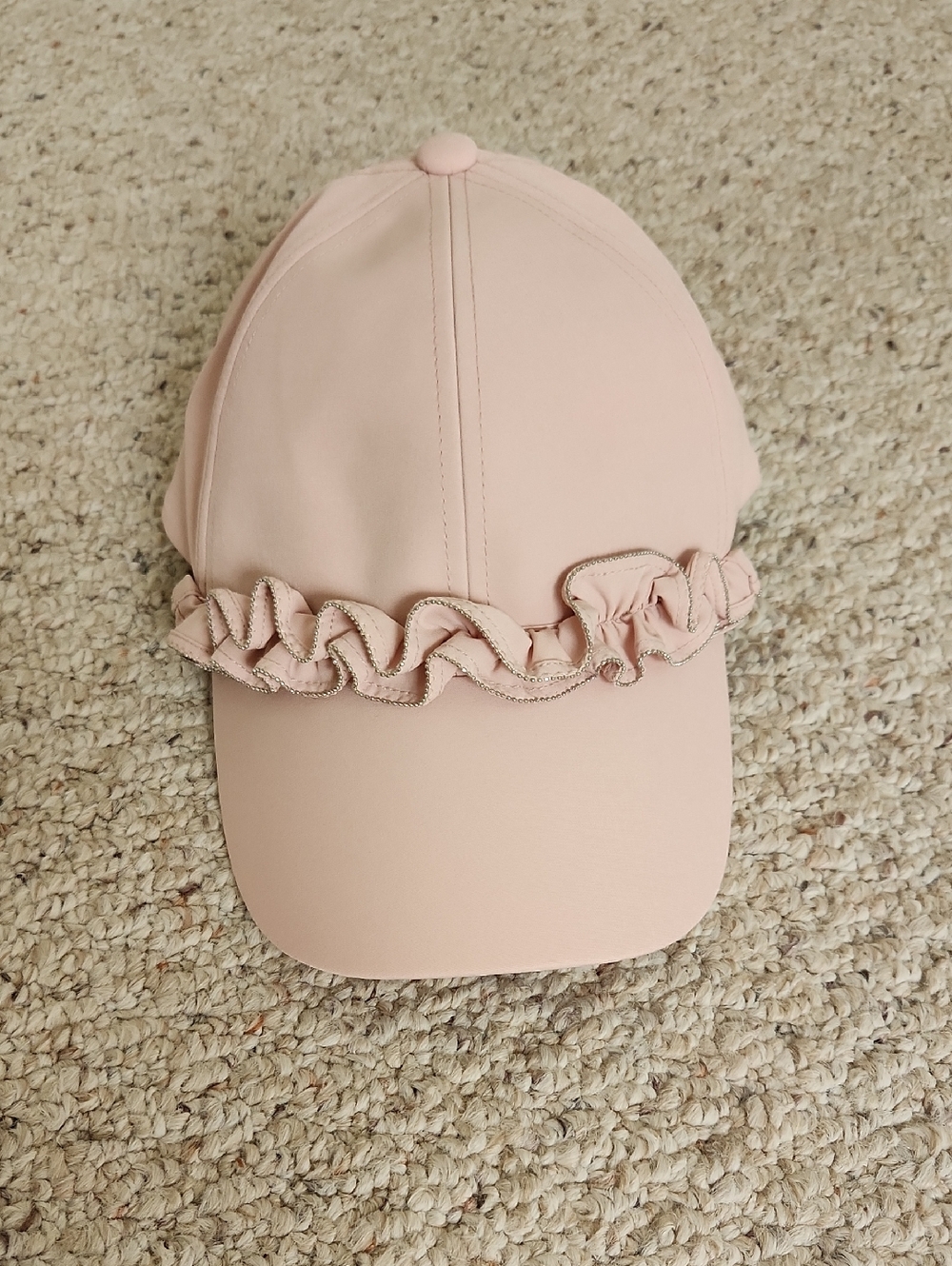 Chico's Pale Pink Ruffle-Trim Baseball Cap